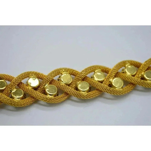 Jewels By Le Dor Clear Rhinestone Gold Tone Metal Mesh 1950s Demi Parure Jewelry - Picture 6 of 12